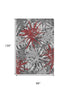 9' X 12' Red Charcoal And Gray Abstract Washable Area Rug With UV Protection