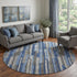 9' X 12' Blue Ivory And Gray Abstract Distressed Washable Area Rug With UV Protection