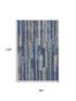9' X 12' Blue Ivory And Gray Abstract Distressed Washable Area Rug With UV Protection