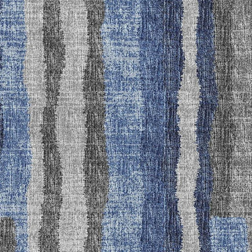 9' X 12' Blue Ivory And Gray Abstract Distressed Washable Area Rug With UV Protection