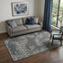 9' X 12' Burnished Brown And Blue Tribal Washable Area Rug With UV Protection
