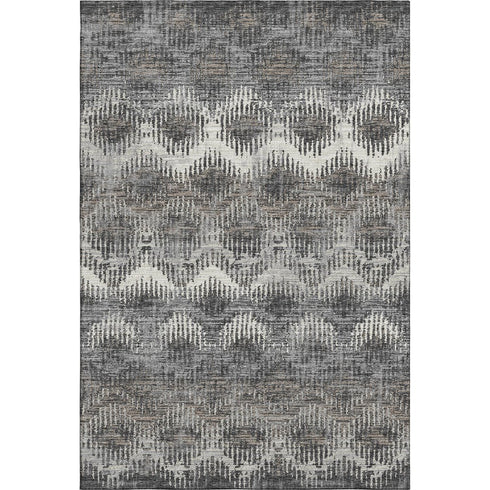 9' X 12' Graphite Ivory And Beige Abstract Distressed Washable Area Rug With UV Protection