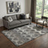 9' X 12' Graphite Ivory And Beige Abstract Distressed Washable Area Rug With UV Protection