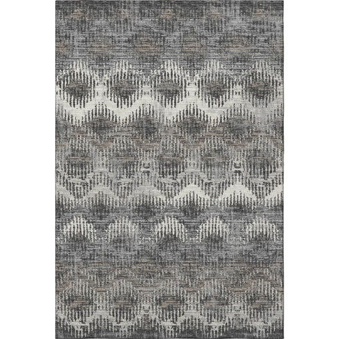 9' X 12' Graphite Ivory And Beige Abstract Distressed Washable Area Rug With UV Protection
