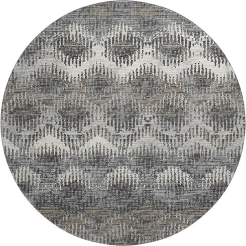 9' X 12' Graphite Ivory And Beige Abstract Distressed Washable Area Rug With UV Protection