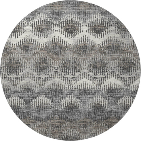 9' X 12' Graphite Ivory And Beige Abstract Distressed Washable Area Rug With UV Protection