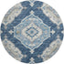 9' X 12' Blue And Ivory Tribal Distressed Washable Area Rug With UV Protection