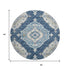 9' X 12' Blue And Ivory Tribal Distressed Washable Area Rug With UV Protection