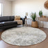 9' X 12' Light Gray And Charcoal Floral Medallion Distressed Washable Area Rug With UV Protection
