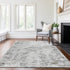 9' X 12' Light Gray And Charcoal Floral Medallion Distressed Washable Area Rug With UV Protection