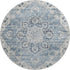 9' X 12' Blue Ivory And Gray Floral Medallion Distressed Washable Area Rug With UV Protection