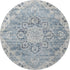 9' X 12' Blue Ivory And Gray Floral Medallion Distressed Washable Area Rug With UV Protection