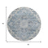 9' X 12' Blue Ivory And Gray Floral Medallion Distressed Washable Area Rug With UV Protection