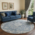 9' X 12' Blue Ivory And Gray Floral Medallion Distressed Washable Area Rug With UV Protection