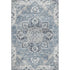 9' X 12' Blue Ivory And Gray Floral Medallion Distressed Washable Area Rug With UV Protection