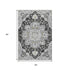 9' X 12' Graphite Gold And Charcoal Floral Medallion Distressed Washable Area Rug With UV Protection