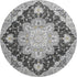 9' X 12' Graphite Gold And Charcoal Floral Medallion Distressed Washable Area Rug With UV Protection