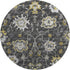 9' X 12' Graphite Ivory And Gold Floral Medallion Distressed Washable Area Rug With UV Protection
