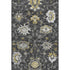 9' X 12' Graphite Ivory And Gold Floral Medallion Distressed Washable Area Rug With UV Protection