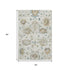5' X 8' Blue Coffee And Linen Floral Medallion Distressed Washable Area Rug With UV Protection