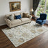 5' X 8' Blue Coffee And Linen Floral Medallion Distressed Washable Area Rug With UV Protection