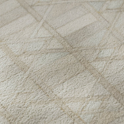 9' X 12' Ivory And Beige Geometric Washable Area Rug With UV Protection