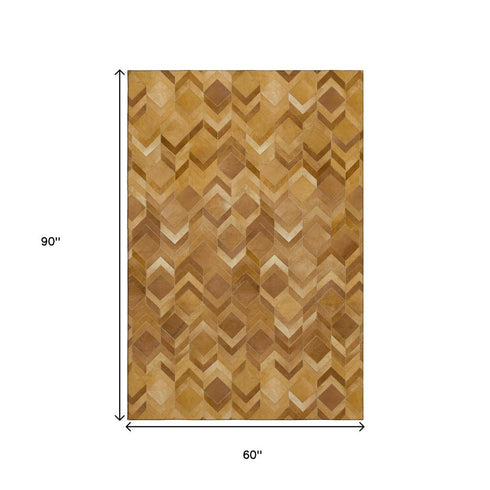 8' X 10' Brown Ivory And Beige Geometric Washable Area Rug With UV Protection