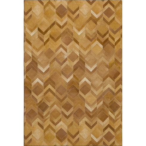 8' X 10' Brown Ivory And Beige Geometric Washable Area Rug With UV Protection