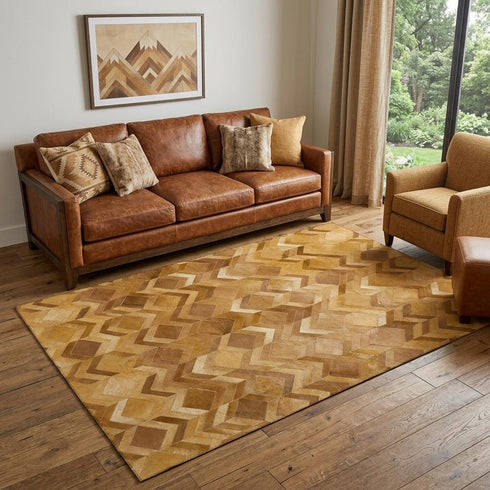8' X 10' Brown Ivory And Beige Geometric Washable Area Rug With UV Protection
