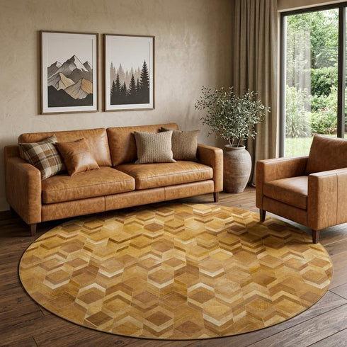8' X 10' Brown Ivory And Beige Geometric Washable Area Rug With UV Protection