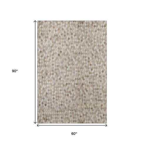 9' X 12' Beige Gray And Ivory Diamond Washable Area Rug With UV Protection