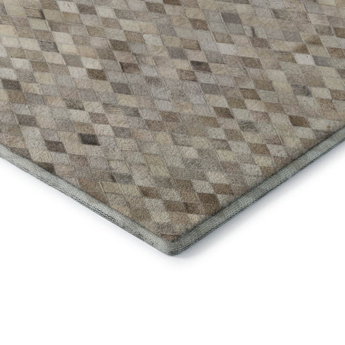 9' X 12' Beige Gray And Ivory Diamond Washable Area Rug With UV Protection