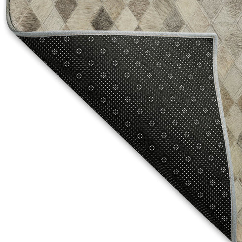 9' X 12' Beige Gray And Ivory Diamond Washable Area Rug With UV Protection