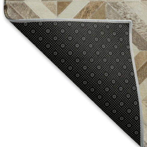 9' X 12' Gray Brown And Ivory Geometric Washable Area Rug With UV Protection