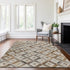 9' X 12' Gray Brown And Ivory Geometric Washable Area Rug With UV Protection