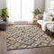 9' X 12' Gray Brown And Ivory Geometric Washable Area Rug With UV Protection