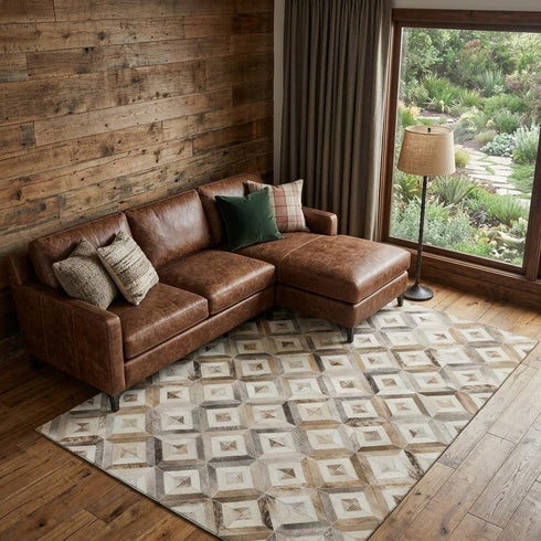 9' X 12' Gray Brown And Ivory Geometric Washable Area Rug With UV Protection