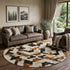 9' X 12' Black Brown And Ivory Geometric Washable Area Rug With UV Protection