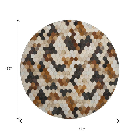 9' X 12' Black Brown And Ivory Geometric Washable Area Rug With UV Protection