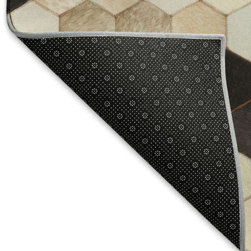 9' X 12' Black Brown And Ivory Geometric Washable Area Rug With UV Protection