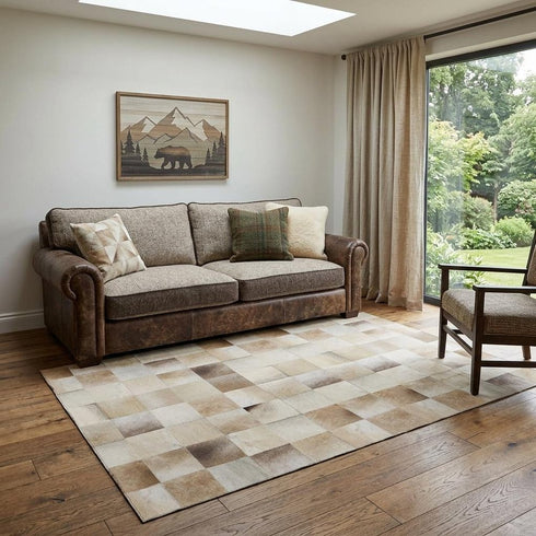 8' X 10' Taupe Ivory And Beige Patchwork Washable Area Rug With UV Protection