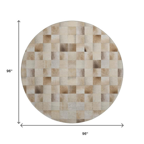 8' X 10' Taupe Ivory And Beige Patchwork Washable Area Rug With UV Protection