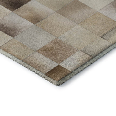 8' X 10' Taupe Ivory And Beige Patchwork Washable Area Rug With UV Protection