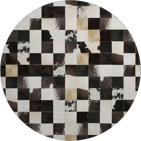 9' X 12' Black Ivory And Beige Patchwork Washable Area Rug With UV Protection