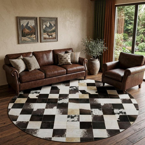 9' X 12' Black Ivory And Beige Patchwork Washable Area Rug With UV Protection