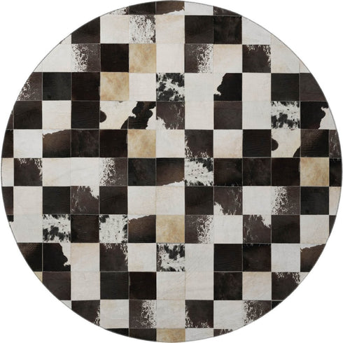 9' X 12' Black Ivory And Beige Patchwork Washable Area Rug With UV Protection