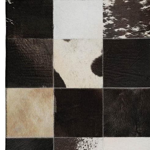 9' X 12' Black Ivory And Beige Patchwork Washable Area Rug With UV Protection