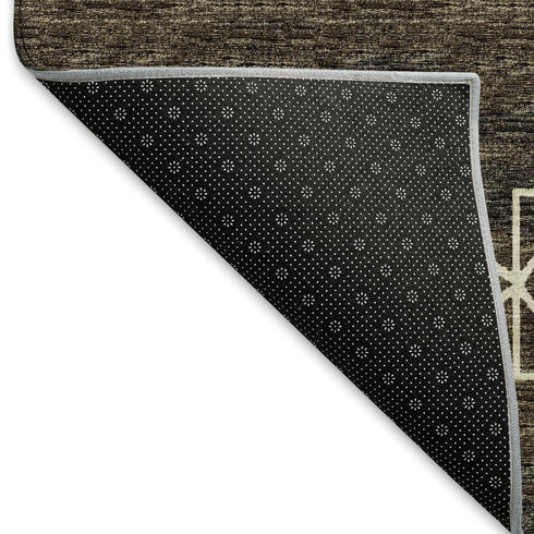 8' X 10' Brown Ivory And Gold Tribal Washable Area Rug With UV Protection