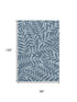 9' X 12' Blue And Ivory Botanical Leaves Washable Area Rug With UV Protection
