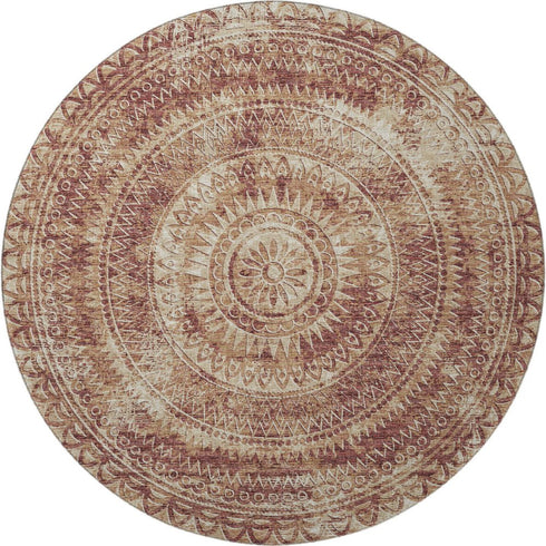 9' X 12' Burnt Sienna And Ivory Medallion Washable Area Rug With UV Protection